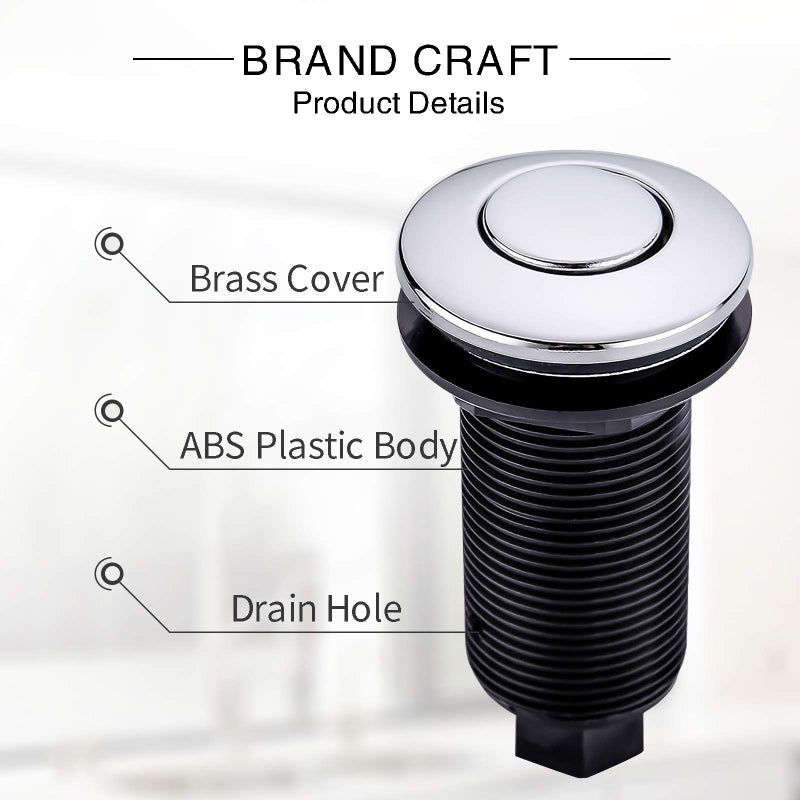 SINKINGDOM Garbage Disposal Sink Top Air Switch Kit with Long Button, Chrome(Brass cover) - Image 5